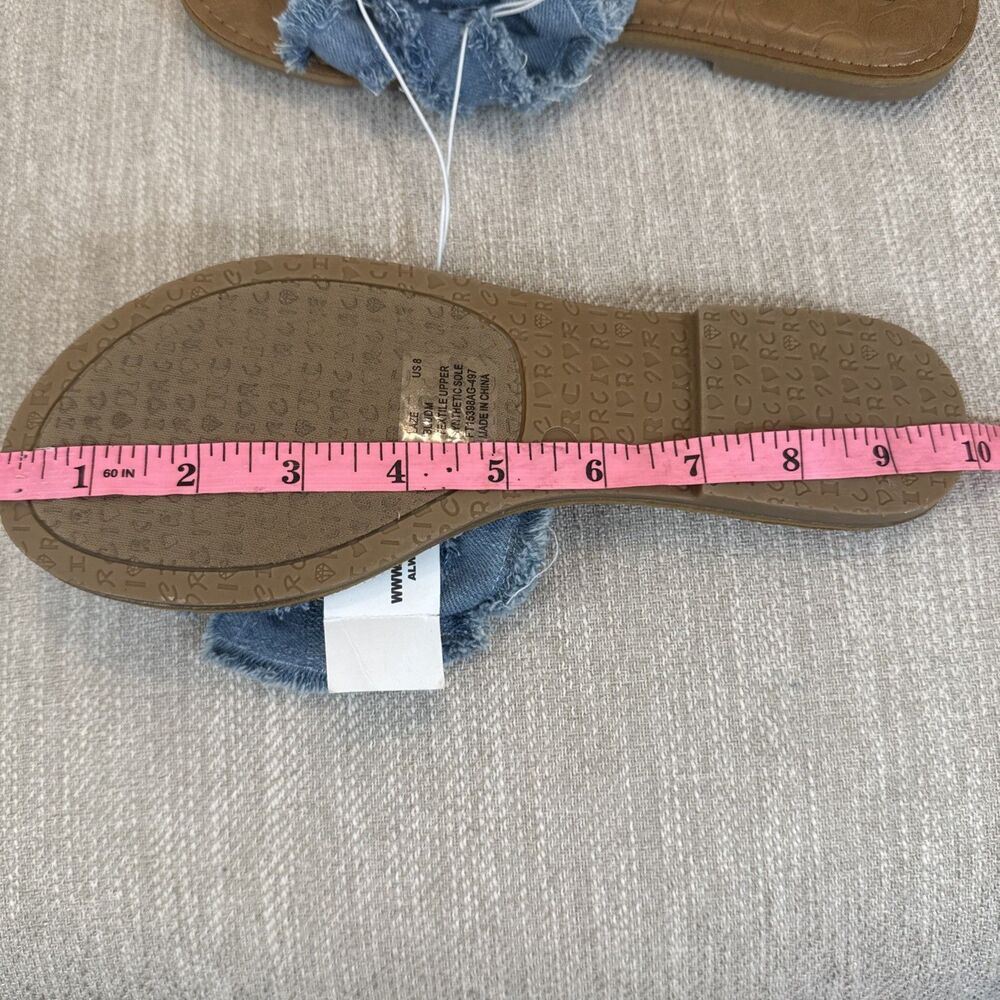 Rock & Candy Frayed Denim Bow Cute Chic Stylish Summer Casual Sandals - Picture 8 of 12